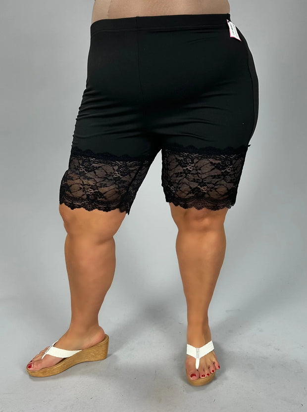 BT {Why Not Lace} Black Biker Shorts w/Lace Hem CW EXTENDED PLUS SIZE 4X