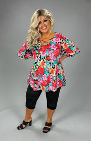 36 PQ {Get Out Of Town} Black Floral Criss-Cross Top CURVY BRAND!!! EXTENDED PLUS SIZE 3X 4X 5X 6X