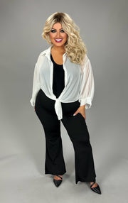 35 OT {Sheer Delight} White Sheer Front Tie Bolero  CW EXTENDED PLUS SIZE 2X 4X 5X