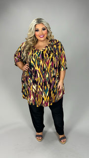 32 PSS {Here And Now} Yellow Multi Abstract V-Neck Top EXTENDED PLUS SIZE 3X 4X 5X