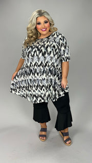 36 PSS {Living In Harmony} Black White Brushed Print Top EXTENDED PLUS SIZE 3X 4X 5X