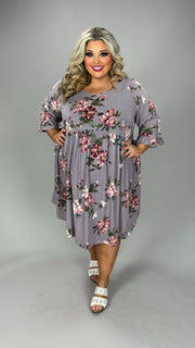 28 PQ {Style Indulgence} Lavender Floral Print Dress EXTENDED PLUS SIZE 4X 5X 6X