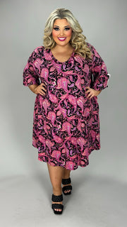 28 PQ {When She Smiles} Black Magenta Paisley Dress EXTENDED PLUS SIZE 4X 5X 6X