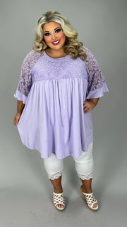 56 SSS {Curvy Sweet Life} Lilac Floral Lace Babydoll Tunic  EXTENDED PLUS SIZE 1X 2X 3X 4X 5X 6X