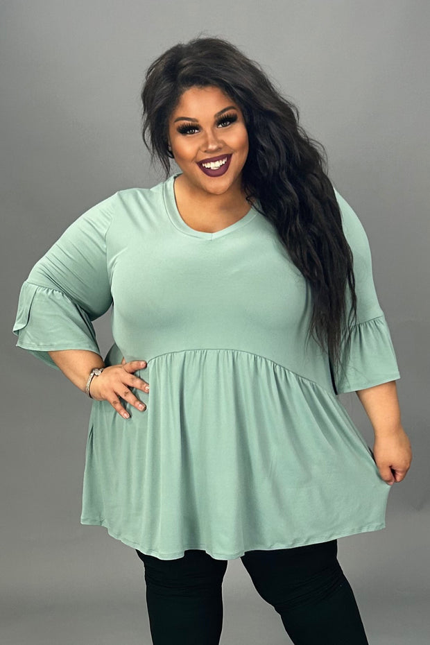 SALE!! 29 SQ {Capture Simplicity} Green Babydoll V-Neck Top EXTENDED PLUS SIZE 3X 4X 5X