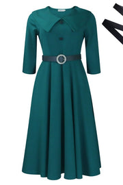 62 SD {Just A Little Faith} Green A-Line Dress With Belt (runs small)