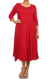 63 SQ {Playing For Keeps} Red Pleated A-Line Dress PLUS SIZE 1X 2X 3X