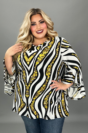 SALE!! 50 PQ {Brilliant Luster} Ivory Black Gold Print Tunic EXTENDED PLUS SIZE 4X 5X 6X