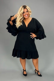 SALE!! 45  SQ-A {No Bad Days} Black V-Neck Lined Dress PLUS SIZE XL 1X 2X