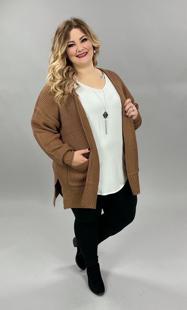 SALE!! 57 OT-E {Leading Lady} CAMEL Waffle Knit Cardigan PLUS SIZE 1X 2X 3X