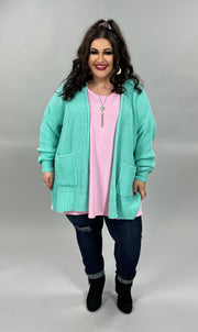 SALE! 57 OT-L {Leading Lady} MINT Waffle Knit Cardigan PLUS SIZE 1X 2X 3X