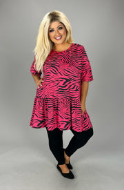 SALE!! 33 PSS {Classy And Casual} Fuchsia Zebra Print Ruffle Hem Top EXTENDED PLUS SIZE 3X 4X 5X