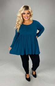 94  SLS-B {Keep It Going} Teal Babydoll Hi/Low Top PLUS SIZE 1X 2X 3X