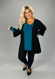 SALE!! 24 OT {Out Of The Shadows} Black 3/4 Sleeve Cardigan PLUS SIZE 1X 2X 3X