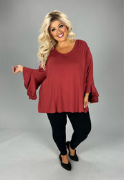 SALE!! 1-25 SQ {Getting Better} Rust V-Neck Cascading Sleeve Top EXTENDED PLUS SIZE 4X 5X 6X