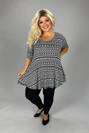 SALE!! 32 PSS {One Direction} Black/White Print V-Neck Top EXTENDED PLUS SIZE 3X 4X 5X