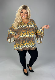 51 PQ {Hang Onto Love} Brown/Mint Leopard Print Top EXTENDED PLUS SIZE 4X 5X 6X