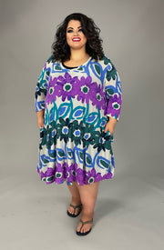 30 PQ {Feeling So Fun} Purple/Multi Large Floral V-Neck Dress EXTENDED PLUS SIZE 3X 4X 5X