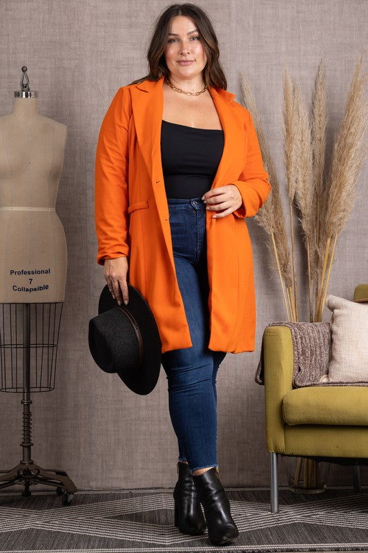 23 OT {Make A Change} Orange Two Button Blazer Jacket PLUS SIZE 1X 2X 3X