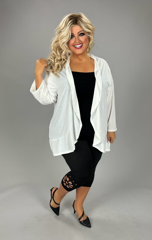 15 OT {Sophisticated Pursuits} White 3/4 Sleeve Cardigan CW EXTENDED PLUS SIZE 3X 4X