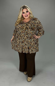 SALE!! 25 PSS {A Better Idea} Taupe/Black Animal Print Babydoll Top EXTENDED PLUS SIZE 3X 4X 5X