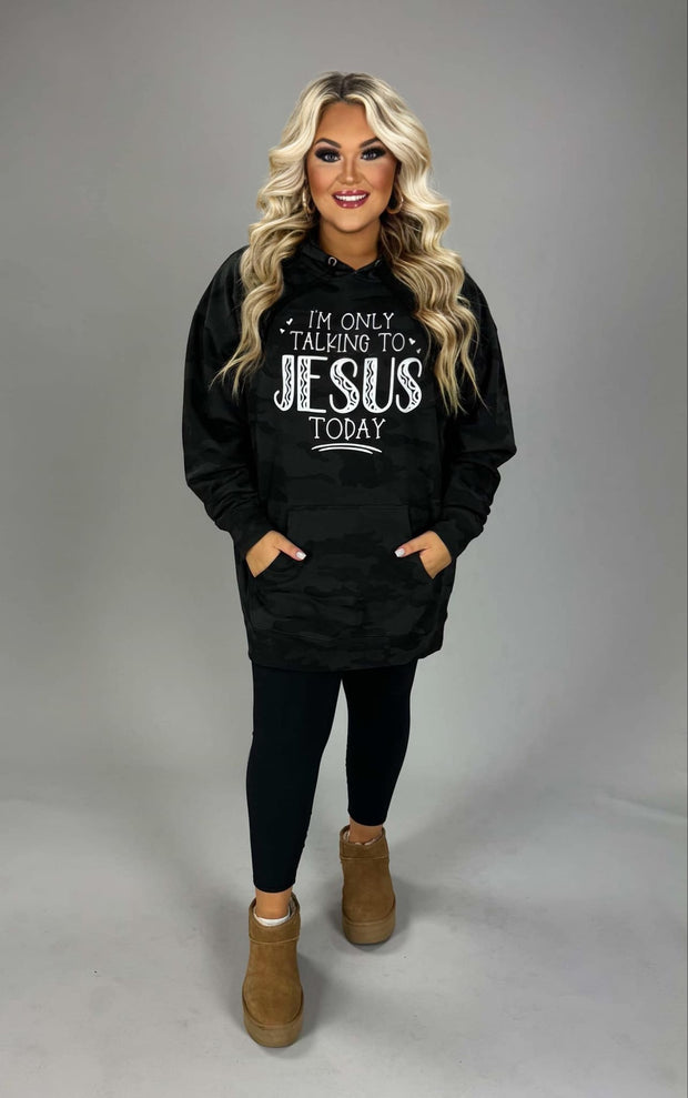 20 GT {Talking To Jesus Today} Black Camo Graphic Hoodie PLUS SIZE 3X