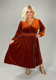 14 SLS {Don't Be Jealous} Rust V-Neck Elastic Waist Dress  PLUS SIZE 3X