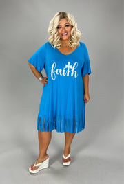 49 GT-D {Matthew 17:20} Turquoise "Faith" Fringed Tunic  PLUS SIZE XL 2X 3X 4X 5X 6X