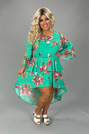 LD-I {Making Big Moves} Mint Floral High/Low Tunic PLUS SIZE 1X 2X 3X