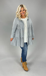 85 OT {Love Yourself First} H. Grey Zip Up Hooded Jacket PLUS SIZE 1X 2X 3X