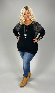 54 SD {Find Your Purpose} VOCAL Black Wings Print Top PLUS SIZE 1X 2X 3X