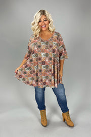 32 PSS {Changes in Seasons} Mauve Aztec Printed Top EXTENDED PLUS SIZE 3X 4X 5X