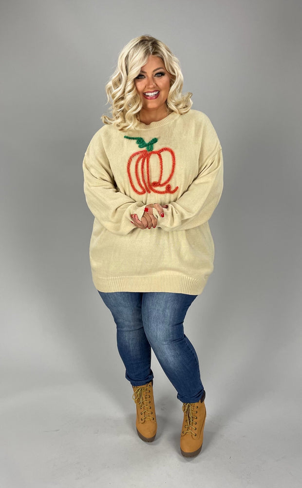 20 GT {Pumpkin Swirl} Bone Sweater w/Pumpkin PLUS SIZE 1X 2X 3X