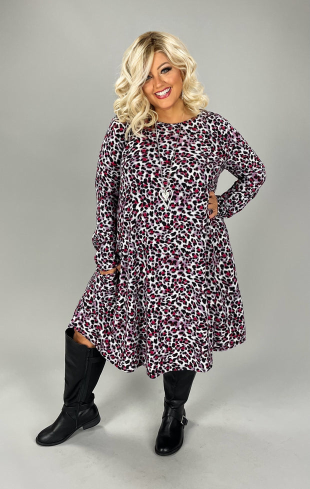 28 PLS-Q {Scorching Good Looks} Purple Leopard Print Dress PLUS SIZE 1X 2X 3X 4X 5X