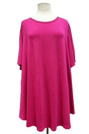 12 SSS {I'll Be The One} Fuchsia Wide Short Sleeve Top EXTENDED PLUS SIZE 3X 4X 5X