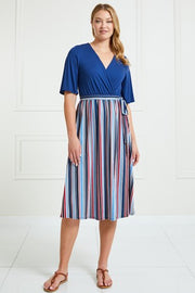 49 CP {Certain About It} Navy Stripe Contrast Dress w/Belt PLUS SIZE 1X 2X 3X