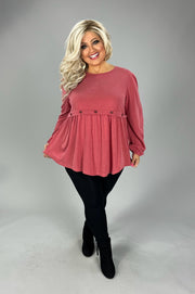 59 SLS {Casual Beauty} Red Babydoll Top w/Buttons PLUS SIZE 1X 2X 3X