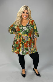 75 PSS {Gate To My Heart} Green Leaf Animal Print Tunic EXTENDED PLUS SIZE 3X 4X 5X