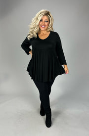 63 SQ {Without Words} Black V-Neck Babydoll Top PLUS SIZE 1X 2X 3X