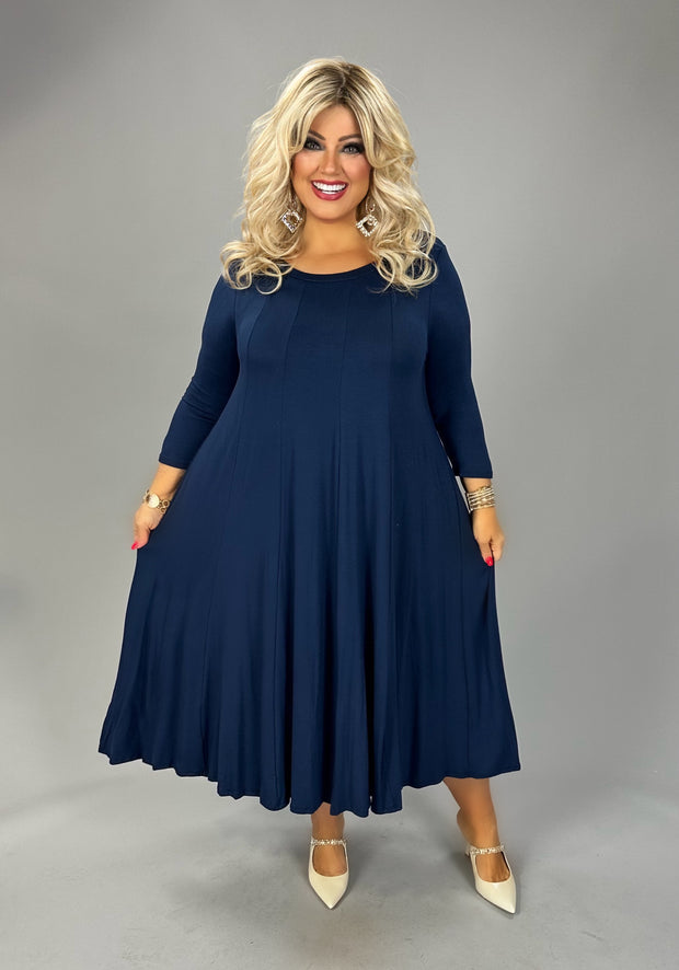 69 SQ {Playing For Keeps} Navy Pleated A-Line Dress PLUS SIZE 1X 2X 3X