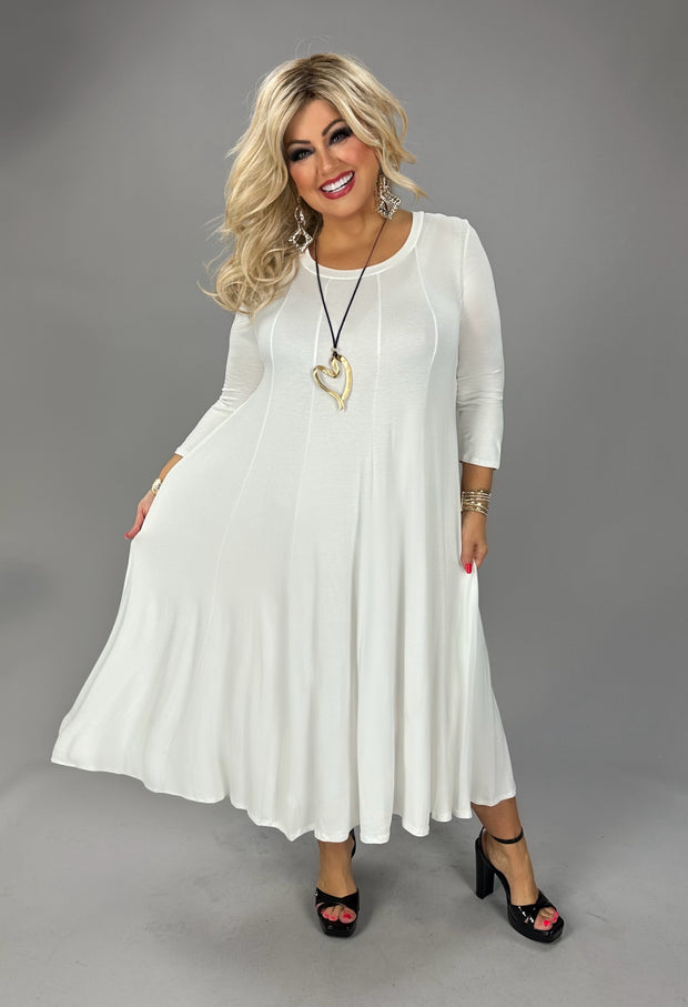 63 SQ {Playing For Keeps} Ivory Pleated A-Line Dress PLUS SIZE 1X 2X 3X