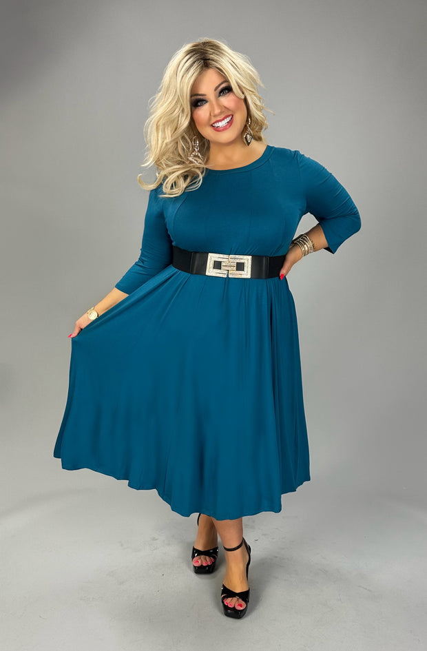 60 SQ {Playing For Keeps} Teal Pleated A-Line Dress PLUS SIZE 1X 2X 3X