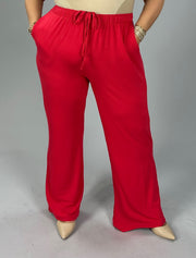 BT-E [Lovely View} Ruby Red Drawstring Lounge Pants PLUS SIZE 1X 2X 3X