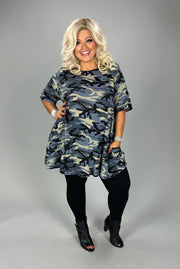 87 PSS {Camo For The Win} Navy Camo Printed Top EXTENDED PLUS SIZE 3X 4X 5X