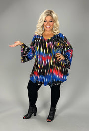 SALE!! 29 PQ {Busy Days Ahead} Blue Black Yellow Print Top PLUS SIZE XL 2X 3X