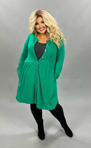 22 SLS-O {This Is Why} Green Button Detail Tunic PLUS SIZE XL 2X 3X