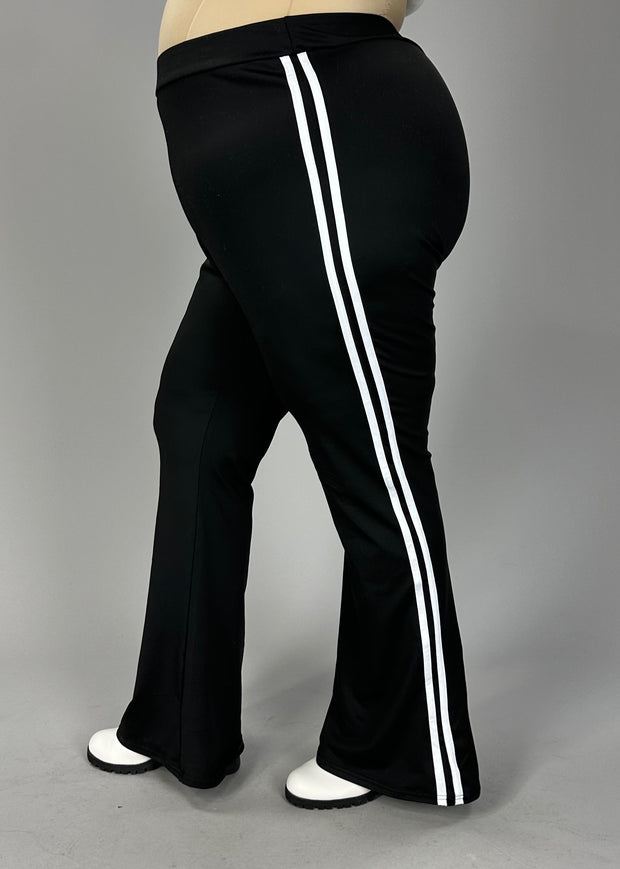 BT {Cardio Cutie} Black Flared Activewear Pants w/Stripes CW PLUS SIZE 3X