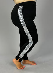 BT-U {Bold Tendencies} Black Pants w/Sequin Side Leg Stripe  CW EXTENDED PLUS SIZE 2X 3X 4X 5X