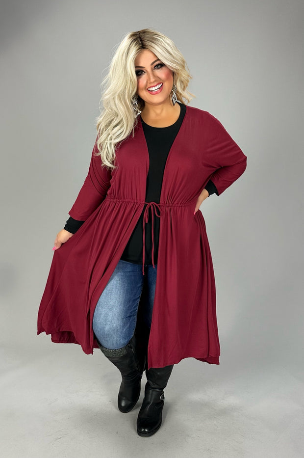 22 OT-M {Ready For Anything} Wine Hi/Low Cardigan  PLUS SIZE 1X/2X  2X/3X