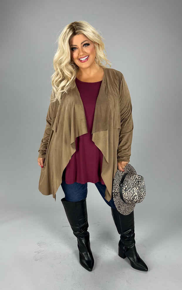 18 OT {All Is Suede} VOCAL Mocha Suede Cardigan